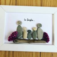 Steinbild Familie mit Trockenblumen Bild 3