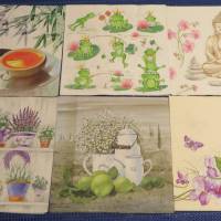 6 Servietten / Motivservietten / Buddha / Tee / Blumen / Frösche / Lavendel / verschiedene Motive Mix 44 Bild 1