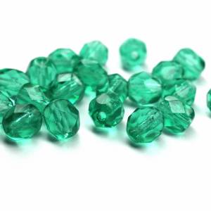 20 Light Emerald böhmische Perlen 6mm, tschechische feuerpolierte facettierte Glasperlen DIY Glasschliff Bild 1