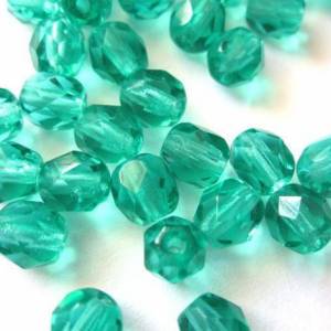 20 Light Emerald böhmische Perlen 6mm, tschechische feuerpolierte facettierte Glasperlen DIY Glasschliff Bild 2