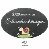Schieferheld Namensschild Schnecke Regenbogen Wunschtext Bild 1
