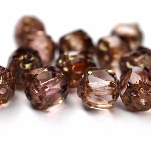 10 Rosaline Bronze Barock Böhmische Perlen 6mm, tschechische feuerpolierte facettierte Glasperlen DIY Glasschliff Bild 2