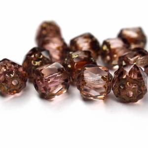 10 Rosaline Bronze Barock Böhmische Perlen 6mm, tschechische feuerpolierte facettierte Glasperlen DIY Glasschliff Bild 3