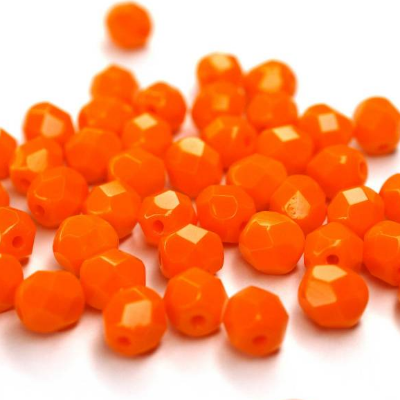 20 Opaque Orange böhmische Perlen 6mm, tschechische feuerpolierte facettierte Glasperlen DIY Glasschliff