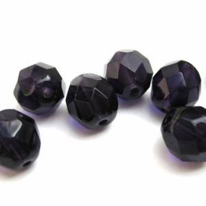 10 Tanzanite böhmische Perlen 8mm, tschechische feuerpolierte facettierte Glasperlen DIY Glasschliff Bild 1