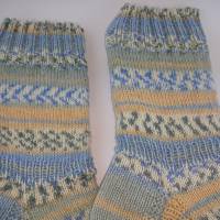 Socken Wollsocken Stricksocken 40/41  blau und creme Bild 3