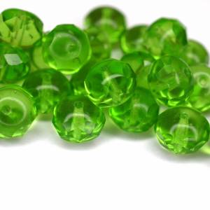 10 Lime Green Rondelle böhmische Perlen 6x8mm, tschechische feuerpolierte facettierte Glasperlen DIY Glasschliff Bild 1