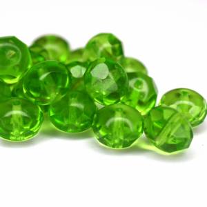 10 Lime Green Rondelle böhmische Perlen 6x8mm, tschechische feuerpolierte facettierte Glasperlen DIY Glasschliff Bild 2