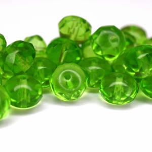 10 Lime Green Rondelle böhmische Perlen 6x8mm, tschechische feuerpolierte facettierte Glasperlen DIY Glasschliff Bild 3