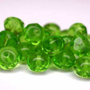 10 Lime Green Rondelle böhmische Perlen 6x8mm, tschechische feuerpolierte facettierte Glasperlen DIY Glasschliff Bild 4