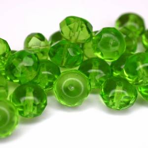 10 Lime Green Rondelle böhmische Perlen 6x8mm, tschechische feuerpolierte facettierte Glasperlen DIY Glasschliff Bild 5