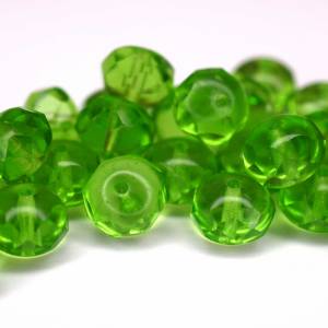 10 Lime Green Rondelle böhmische Perlen 6x8mm, tschechische feuerpolierte facettierte Glasperlen DIY Glasschliff Bild 6