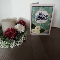 Geburtstagskarte zum 60. für eine Frau, Blumen Bild 3