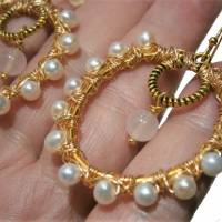 Perlenohrringe handgemachte Ohrringe Perlen weiß Rosenquarz Brautschmuck boho Bild 2