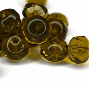 10 Dark Olivine Rondelle böhmische Perlen 6x8mm, tschechische feuerpolierte facettierte Glasperlen DIY Glasschliff Bild 4