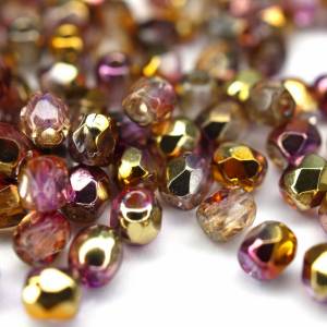 50 Sunny Magic Embers böhmische Perlen 3mm, tschechische feuerpolierte facettierte Glasperlen DIY Glasschliff