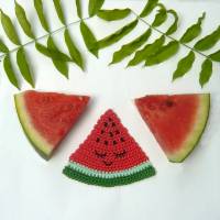 Melone Applikation zum aufnähen, Wassermelone Häkelapplikation Obst Bild 3