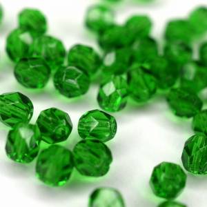 50 Green böhmische Glasperlen 4mm, tschechische feuerpolierte facettierte Glasperlen DIY Glasschliff Bild 2