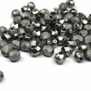 50   Etched Chrome böhmische Perlen 4mm, tschechische feuerpolierte facettierte Glasperlen DIY Glasschliff Bild 1