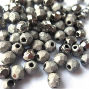 50   Etched Chrome böhmische Perlen 4mm, tschechische feuerpolierte facettierte Glasperlen DIY Glasschliff Bild 2