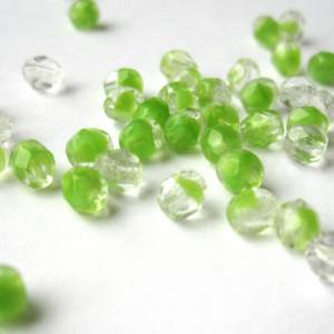 50   Crystal/Olivine böhmische Perlen 4mm, tschechische feuerpolierte facettierte Glasperlen DIY Glasschliff Bild 1