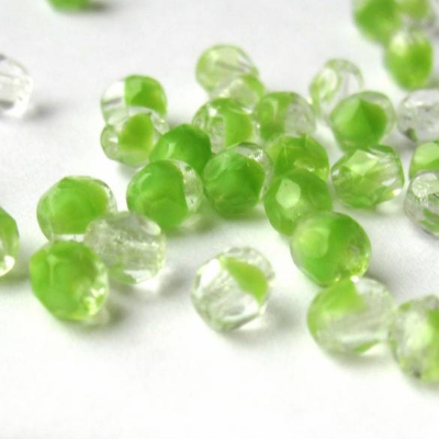 50   Crystal/Olivine böhmische Perlen 4mm, tschechische feuerpolierte facettierte Glasperlen DIY Glasschliff
