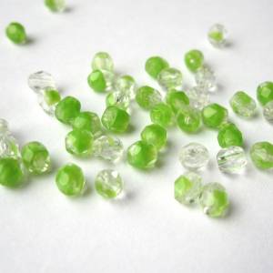 50   Crystal/Olivine böhmische Perlen 4mm, tschechische feuerpolierte facettierte Glasperlen DIY Glasschliff Bild 2