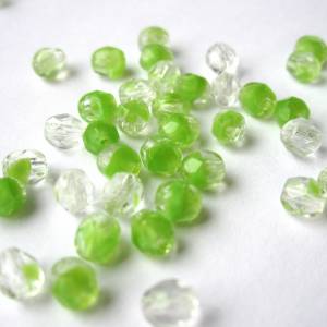 50   Crystal/Olivine böhmische Perlen 4mm, tschechische feuerpolierte facettierte Glasperlen DIY Glasschliff Bild 4