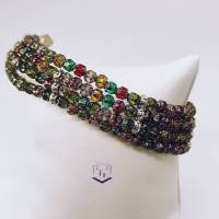 Tolles Schmuckset, 2 reihige Halskette und Armband mit tschechischen feuerpolierten Kathedrale Perlen bunt Bild 9