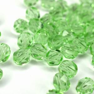 20 Peridot böhmische Perlen 6mm, tschechische feuerpolierte facettierte Glasperlen DIY Glasschliff Bild 1