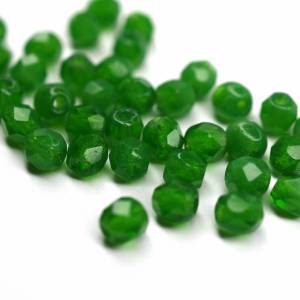 50 Milky Apple Green böhmische Perlen Facettierte Glasperlen Feuerpoliert 3mm Bild 1