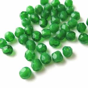 50 Milky Apple Green böhmische Perlen Facettierte Glasperlen Feuerpoliert 3mm Bild 2