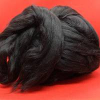 50 Gramm schwarze Bambus-Viskose im Kammzug, zum Spinnen, Weben, Basteln Bild 2