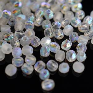 50 Etched Crystal Full AB böhmische Perlen 3mm, tschechische feuerpolierte facettierte Glasperlen DIY Glasschliff Bild 2