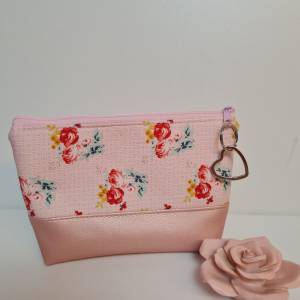 Kosmetiktasche Rose  Schminktasche Stiftetasche Blume Sommer mit kleinem Anhänger Bild 1