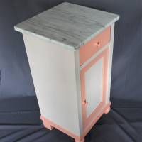 Nachttisch apricot mit Marmorplatte Vintage Bild 9
