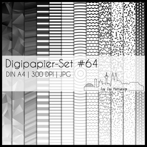 Digipapier Set #64 (schwarz, grau, weiß) abstrakte & geometrische Formen  zum ausdrucken, plotten & mehr