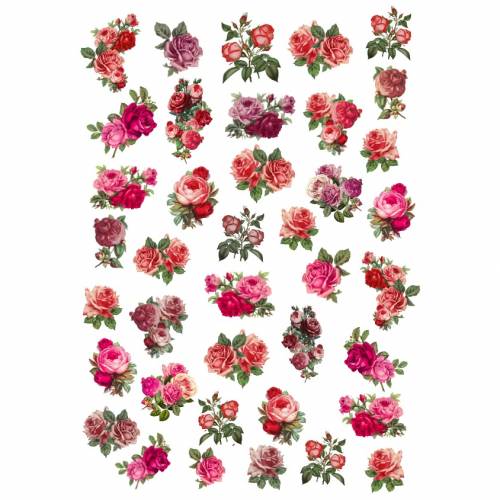 Reispapier - Motiv Strohseide - A4 - Decoupage - Vintage - Shabby - Rosen - 19176