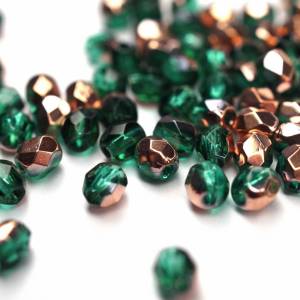 50 Emerald Capri Gold böhmische Perlen 3mm, tschechische feuerpolierte facettierte Glasperlen DIY Glasschliff Bild 1