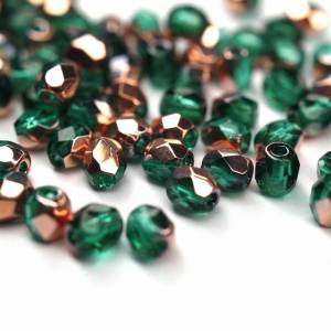 50 Emerald Capri Gold böhmische Perlen 3mm, tschechische feuerpolierte facettierte Glasperlen DIY Glasschliff Bild 2