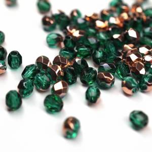 50 Emerald Capri Gold böhmische Perlen 3mm, tschechische feuerpolierte facettierte Glasperlen DIY Glasschliff Bild 3