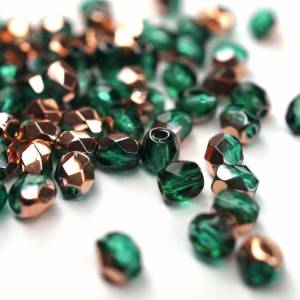50 Emerald Capri Gold böhmische Perlen 3mm, tschechische feuerpolierte facettierte Glasperlen DIY Glasschliff Bild 4