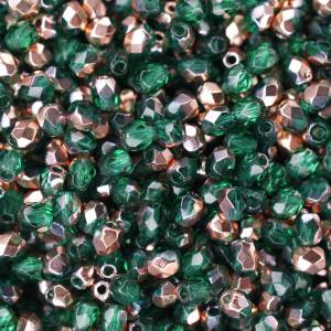 50 Emerald Capri Gold böhmische Perlen 3mm, tschechische feuerpolierte facettierte Glasperlen DIY Glasschliff Bild 5