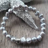 Handgefertigtes modernes Süßwasser Perlenarmband Silber-Grau,Perlenschmuck Hochzeit,Brautschmuck,echtes Perlenarmband, Bild 1