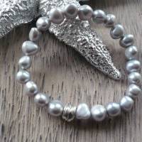Handgefertigtes modernes Süßwasser Perlenarmband Silber-Grau,Perlenschmuck Hochzeit,Brautschmuck,echtes Perlenarmband, Bild 2