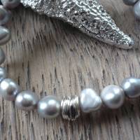 Handgefertigtes modernes Süßwasser Perlenarmband Silber-Grau,Perlenschmuck Hochzeit,Brautschmuck,echtes Perlenarmband, Bild 4