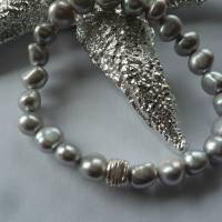 Handgefertigtes modernes Süßwasser Perlenarmband Silber-Grau,Perlenschmuck Hochzeit,Brautschmuck,echtes Perlenarmband, Bild 6