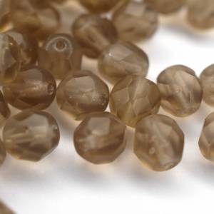 20 Matte Smoky Topaz böhmische Perlen 6mm, tschechische feuerpolierte facettierte Glasperlen DIY Glasschliff Bild 1