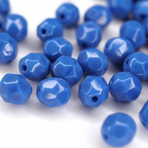 20 Opaque Blue böhmische Perlen 6mm, tschechische feuerpolierte facettierte Glasperlen DIY Glasschliff Bild 1