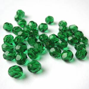 20   Green Emerald böhmische Perlen 6mm, tschechische feuerpolierte facettierte Glasperlen DIY Glasschliff Bild 1